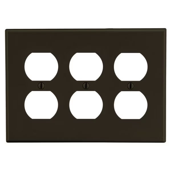 Wallplate, 3-Gang, 3) Duplex, Brown, Hubbell Wiring Device-Kellems, Mfr#: P83